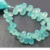 Natural Aqua Chalcedony Faceted Pear Drop Briolette Beads Strand Length is 7 Inches and Sizes from 10mm to 14mm approx. 